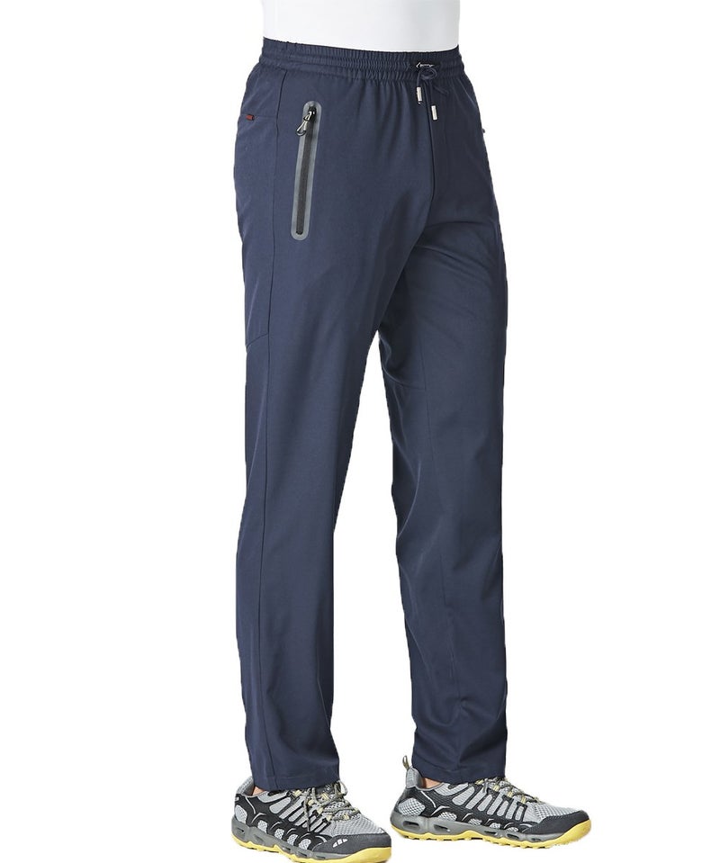 Gopune Men's Casual Pants Quick-Dry Lightweight Hiking Workout Athletic Jogger Pants (Blue,L) - Image 4
